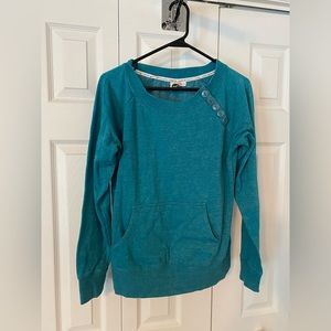 Teal Roxy sweatshirt with button detail
